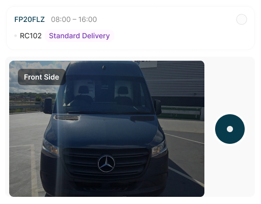 SAM mobile van check showing a front-side vehicle photograph